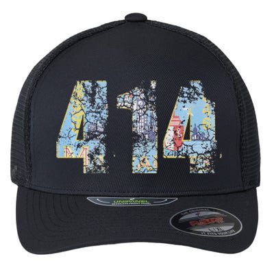 414 Milwaukee Flag Wisconsin Men Women Kids Flexfit Unipanel Trucker Cap