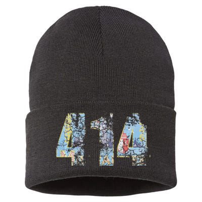 414 Milwaukee Flag Wisconsin Men Women Kids Sustainable Knit Beanie