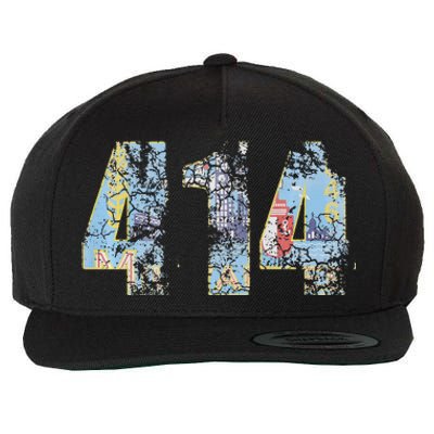 414 Milwaukee Flag Wisconsin Men Women Kids Wool Snapback Cap