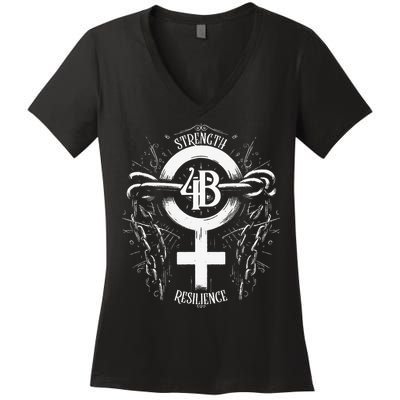 4b Movement Strength Resilience Unity Stand Together Women's V-Neck T-Shirt