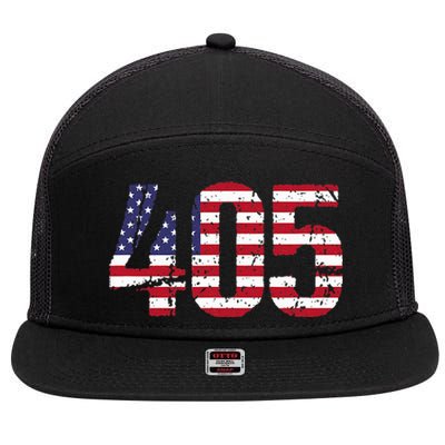 405 Oklahoma Area Code 7 Panel Mesh Trucker Snapback Hat