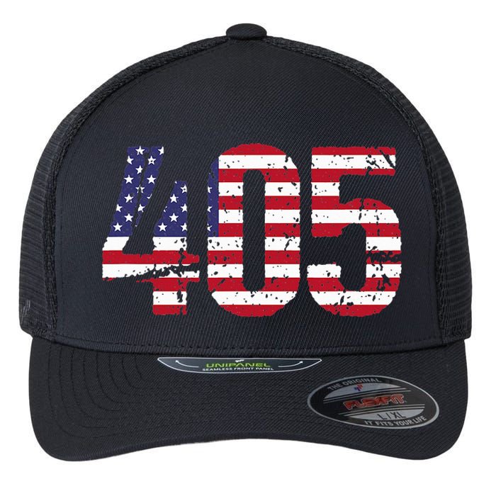 405 Oklahoma Area Code Flexfit Unipanel Trucker Cap