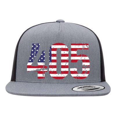 405 Oklahoma Area Code Flat Bill Trucker Hat