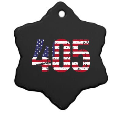 405 Oklahoma Area Code Ceramic Star Ornament