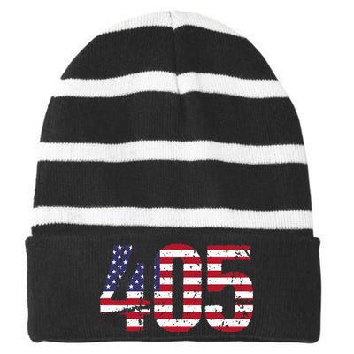 405 Oklahoma Area Code Striped Beanie with Solid Band