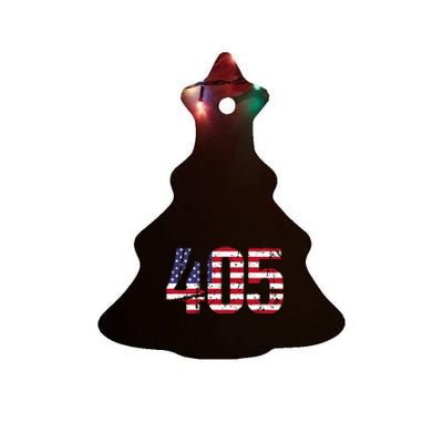 405 Oklahoma Area Code Ceramic Tree Ornament