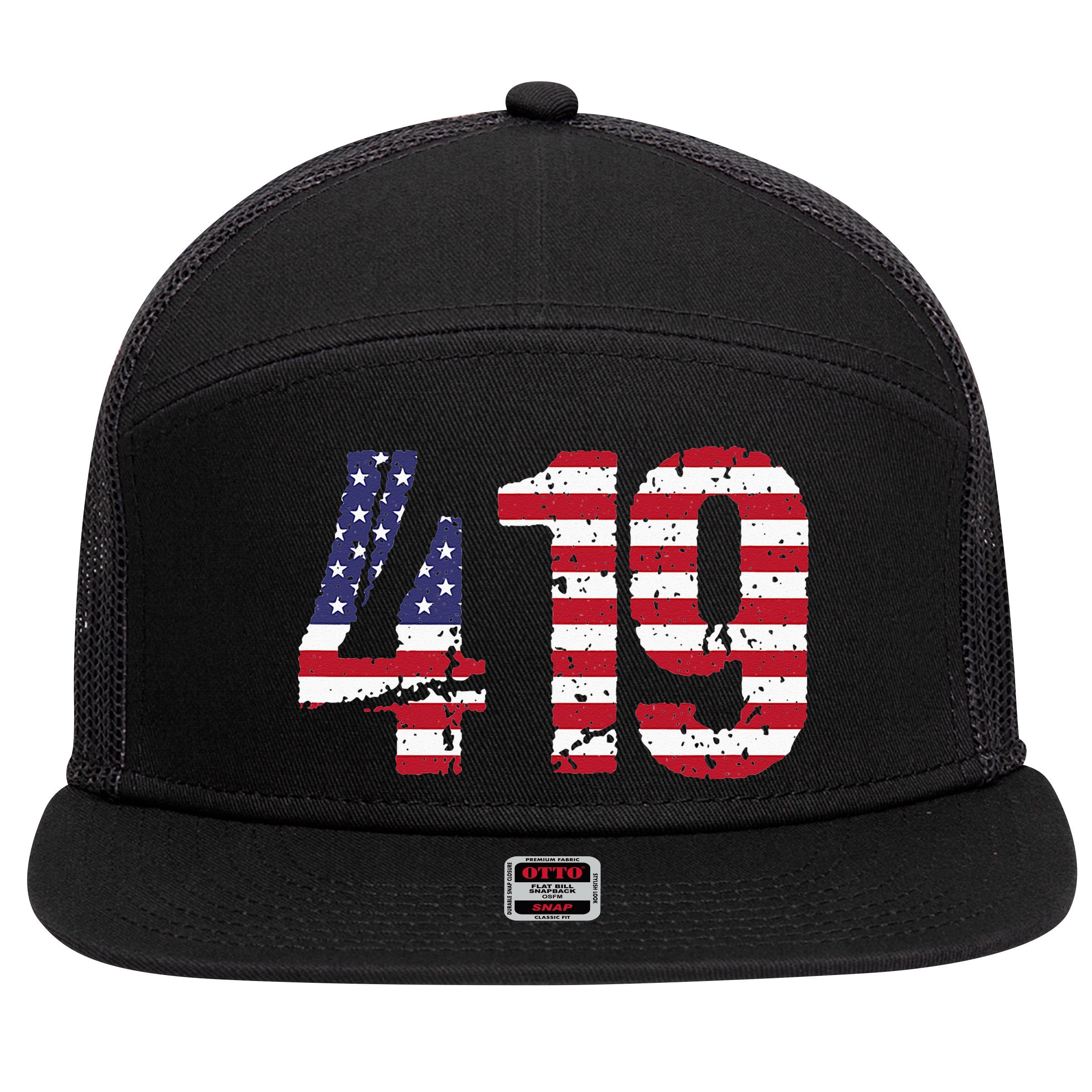 419 Ohio Area Code 7 Panel Mesh Trucker Snapback Hat