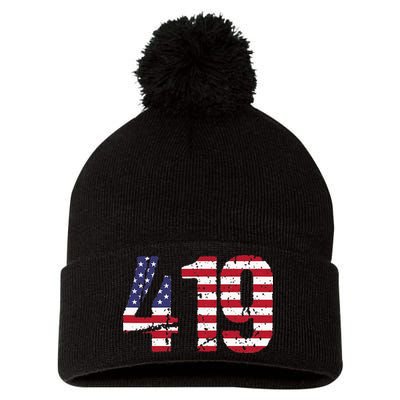 419 Ohio Area Code Pom Pom 12in Knit Beanie
