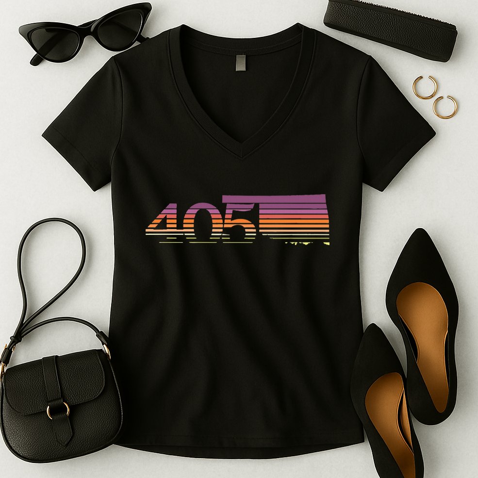 405 Oklahoma City Souvenir Gift Okc Women's V-Neck T-Shirt