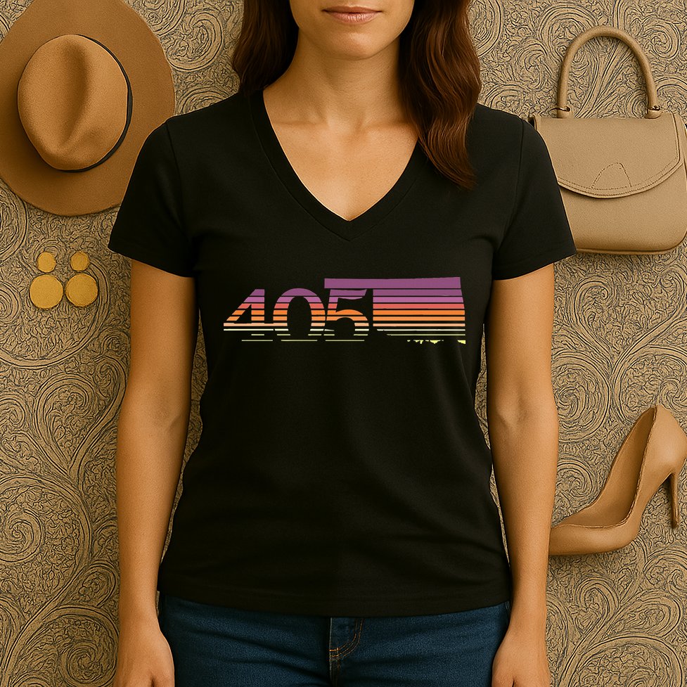 405 Oklahoma City Souvenir Gift Okc Women's V-Neck T-Shirt