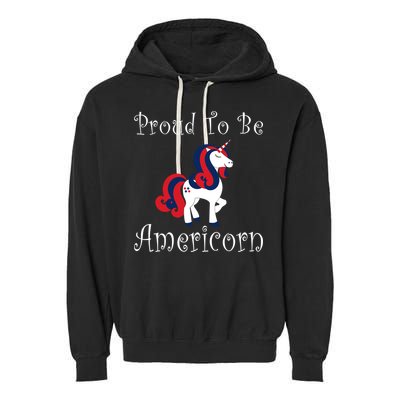 4th Of July Unicorn Patriotic Usa Proud To Be American Gift Garment-Dyed Fleece Hoodie