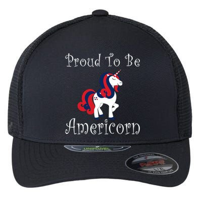 4th Of July Unicorn Patriotic Usa Proud To Be American Gift Flexfit Unipanel Trucker Cap