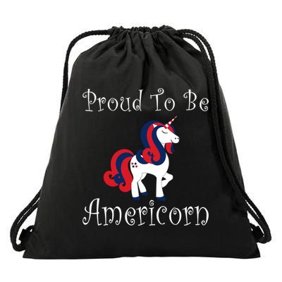 4th Of July Unicorn Patriotic Usa Proud To Be American Gift Drawstring Bag