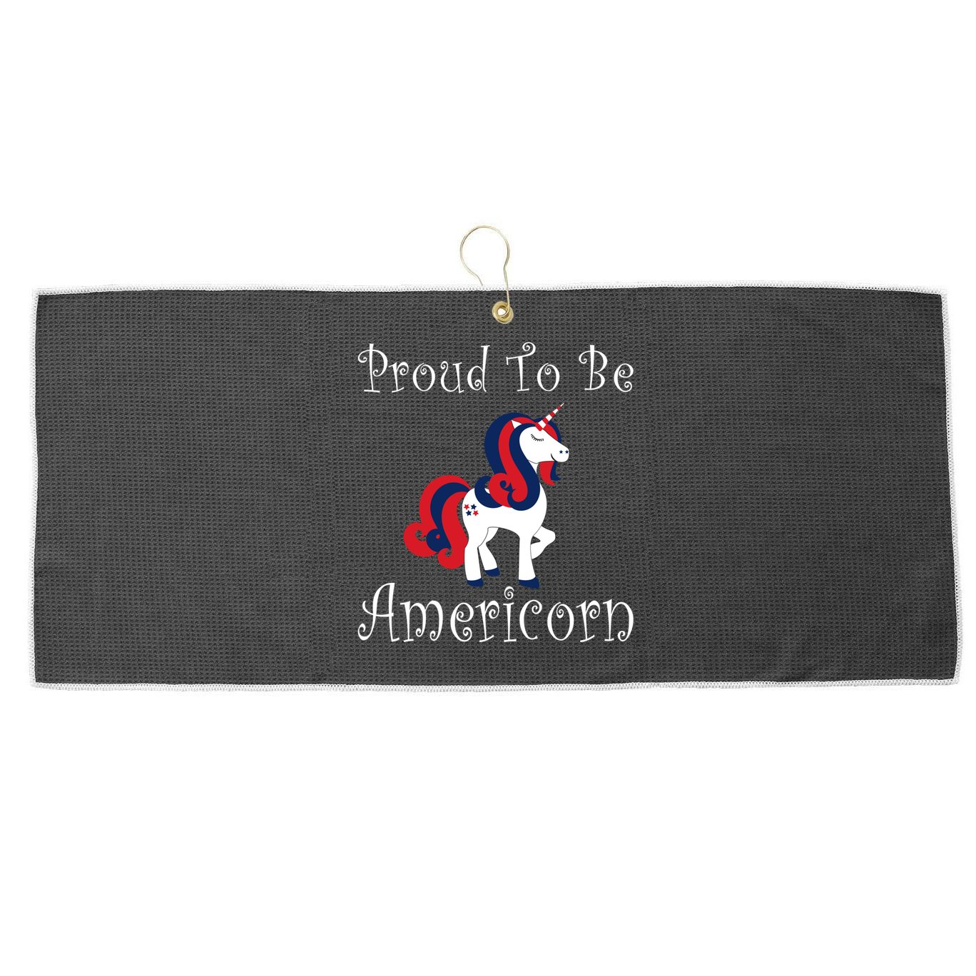 4th Of July Unicorn Patriotic Usa Proud To Be American Gift Large Microfiber Waffle Golf Towel