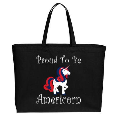 4th Of July Unicorn Patriotic Usa Proud To Be American Gift Cotton Canvas Jumbo Tote