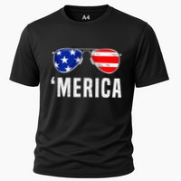 4th Of July Merica American Flag Sunglasses Cooling Performance Crew T-Shirt