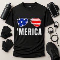 4th Of July Merica American Flag Sunglasses Cooling Performance Crew T-Shirt