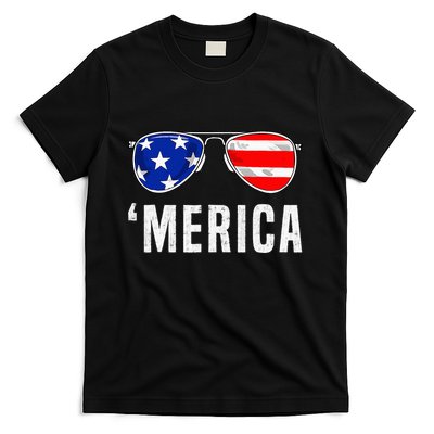 4th Of July Merica American Flag Sunglasses T-Shirt