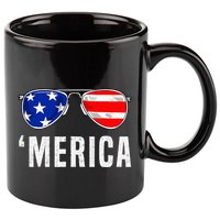 4th Of July Merica American Flag Sunglasses 11oz C Handle Ceramic Mug
