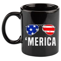 4th Of July Merica American Flag Sunglasses 11oz C Handle Ceramic Mug