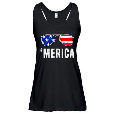 4th Of July Merica American Flag Sunglasses Ladies Essential Flowy Tank