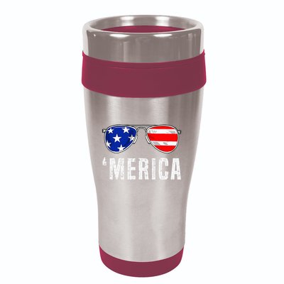 4th Of July Merica American Flag Sunglasses 16oz Travel Tumbler