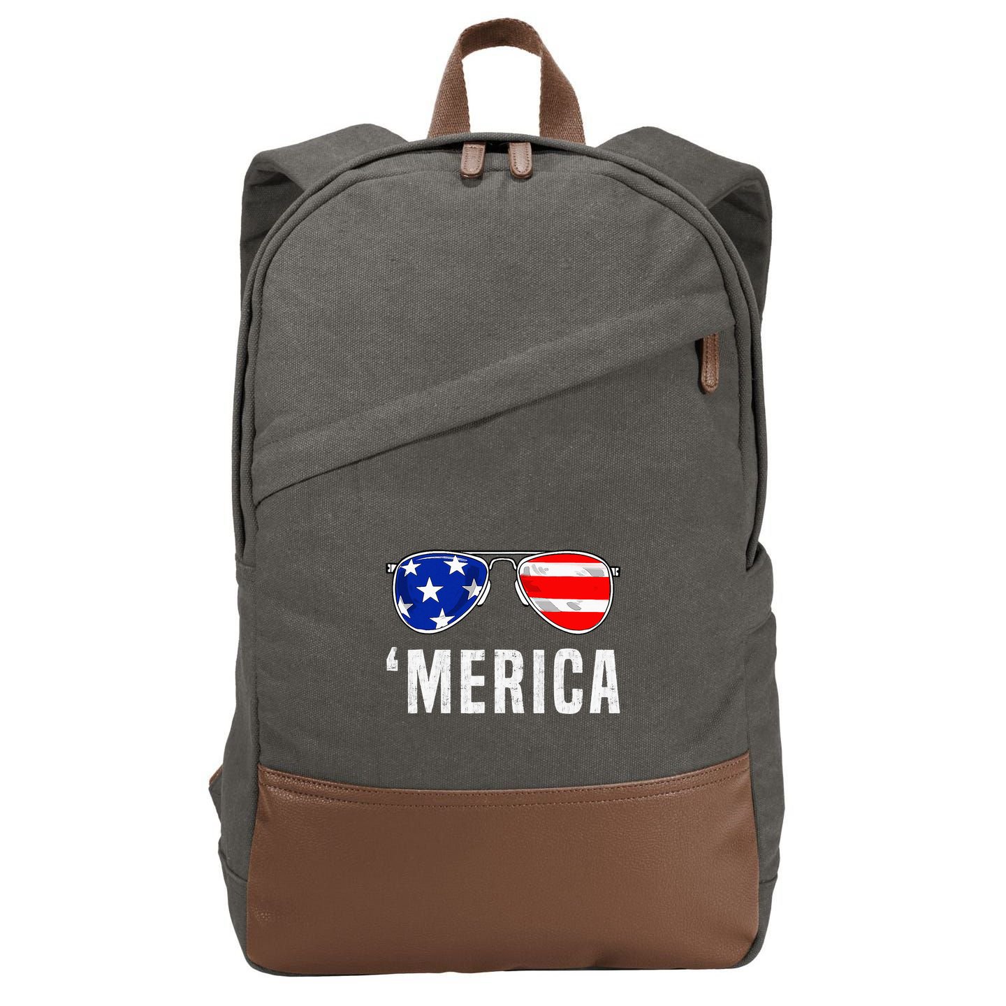 4th Of July Merica American Flag Sunglasses Cotton Canvas Backpack