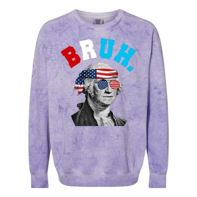 4th Of July George Washington Bruh Usa Funny Festive Colorblast Crewneck Sweatshirt