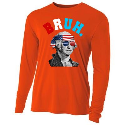 4th Of July George Washington Bruh Usa Funny Festive Cooling Performance Long Sleeve Crew