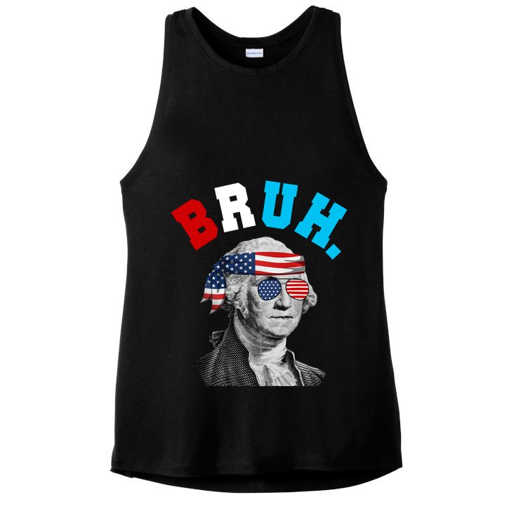 4th Of July George Washington Bruh Usa Funny Festive Ladies PosiCharge Tri-Blend Wicking Tank