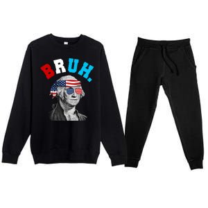 4th Of July George Washington Bruh Usa Funny Festive Premium Crewneck Sweatsuit Set