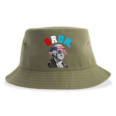 4th Of July George Washington Bruh Usa Funny Festive Sustainable Bucket Hat