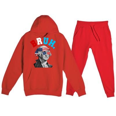 4th Of July George Washington Bruh Usa Funny Festive Premium Hooded Sweatsuit Set