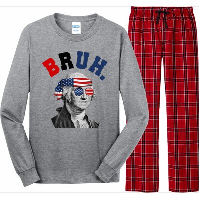 4th Of July George Washington Bruh Usa Funny Festive Long Sleeve Pajama Set