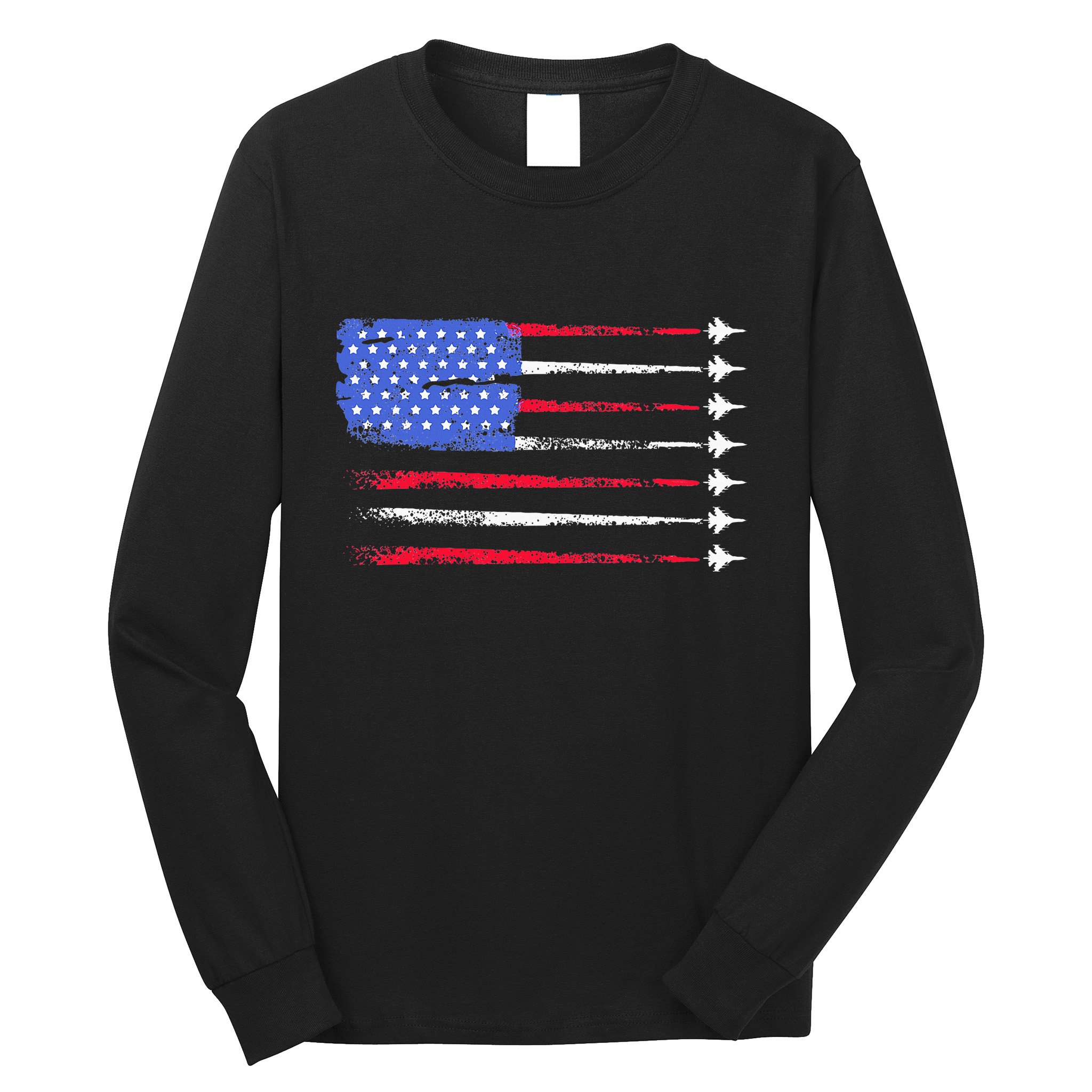 4th Of July Jet American Flag Patriotic Usa Long Sleeve Shirt