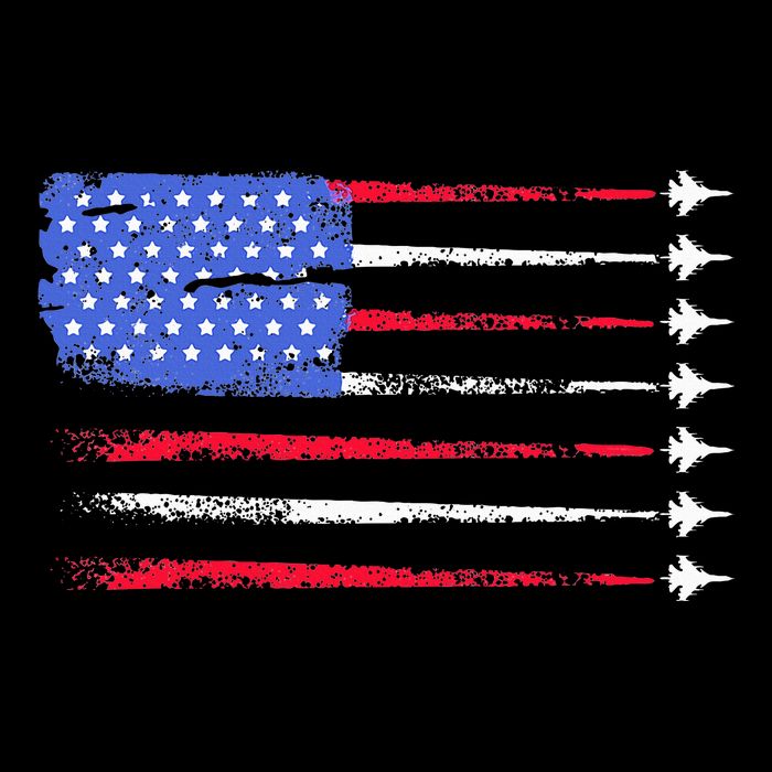 4th Of July Jet American Flag Patriotic Usa V-Neck T-Shirt