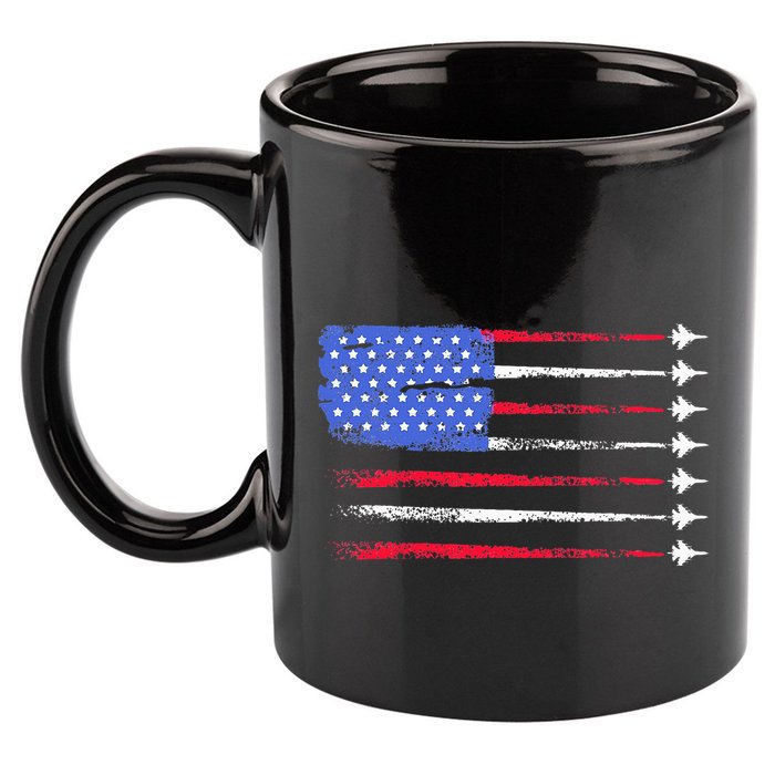 4th Of July Jet American Flag Patriotic Usa 11oz C Handle Ceramic Mug