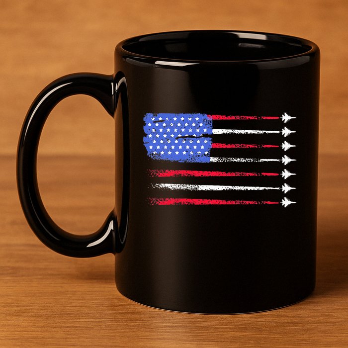 4th Of July Jet American Flag Patriotic Usa 11oz C Handle Ceramic Mug