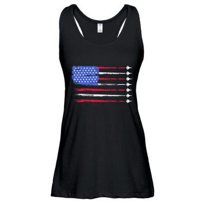 4th Of July Jet American Flag Patriotic Usa Ladies Essential Flowy Tank