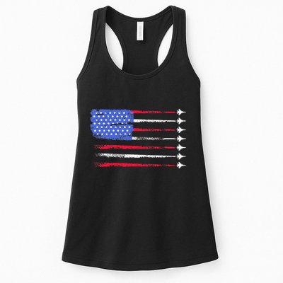 4th Of July Jet American Flag Patriotic Usa Womens Tank Top
