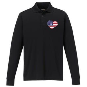 4th Of July Usa Gift Performance Long Sleeve Polo