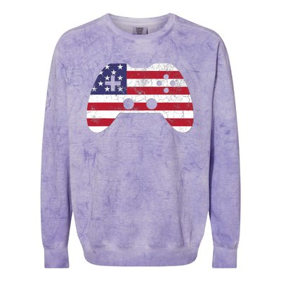 4th Of July T Video Game Gamer Boy USA Colorblast Crewneck Sweatshirt