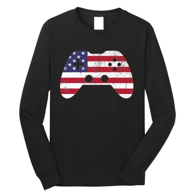 4th Of July T Video Game Gamer Boy USA Long Sleeve Shirt