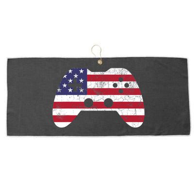 4th Of July T Video Game Gamer Boy USA Large Microfiber Waffle Golf Towel