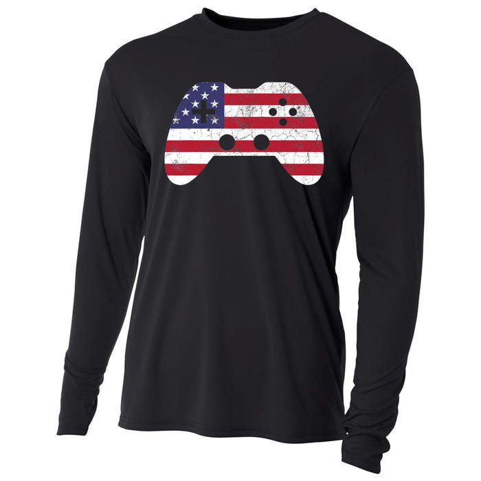 4th Of July T Video Game Gamer Boy USA Cooling Performance Long Sleeve Crew