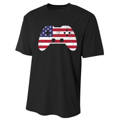 4th Of July T Video Game Gamer Boy USA Performance Sprint T-Shirt