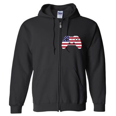 4th Of July T Video Game Gamer Boy USA Full Zip Hoodie