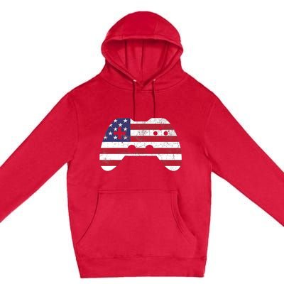 4th Of July T Video Game Gamer Boy USA Premium Pullover Hoodie