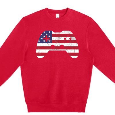 4th Of July T Video Game Gamer Boy USA Premium Crewneck Sweatshirt