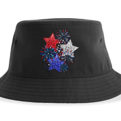 4th Of July Fireworks Stars Funny Cute 4th Of July Sustainable Bucket Hat